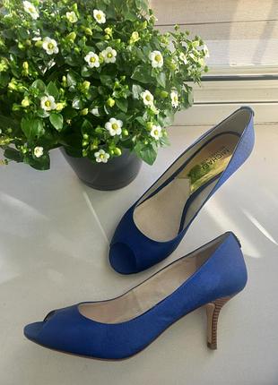 Кожаные туфли с открытым мысом, цвет синий электрик michael kors