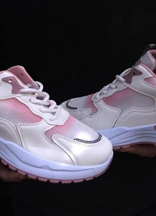 Женские кроссовки no brand без бренда pink white 1-0021 розовый белый 37 39