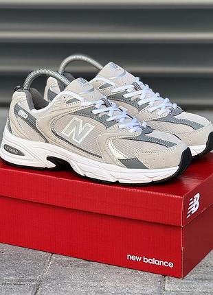 Мужские / женские кроссовки нью баланс new balance 530 beige white бежевый белый 37 44