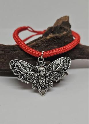 🦋 браслет-обхран с подвеской «бабочка смерти» (death's-head hawk moth) 🦋