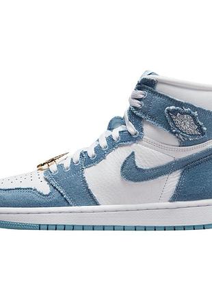 Чоловічі / жіночі кросівки найк джордан оригінал nike jordan 1 high og denim (w) dm9036-104