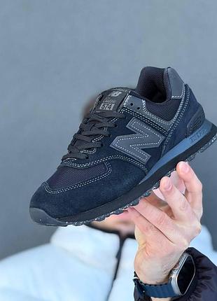 Мужские / женские кроссовки нью баланс new balance 574 black черный 37 44