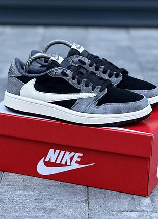 Чоловічі / жіночі кросівки найк аір джордан nike air jordan retro 1 low x flagment x trawis scott 39