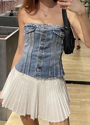 Корсет жіночий zara з деніму, джинсовий