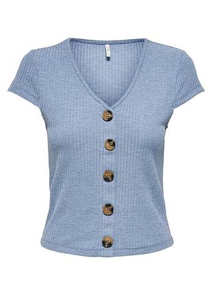 Блуза onlnella s/s button top noos jrs 15181030 faded denim only l голубой 15181030faddenim s