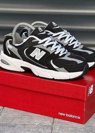 Мужские / женские кроссовки нью баланс new balance 530 black white черный белый 37 44