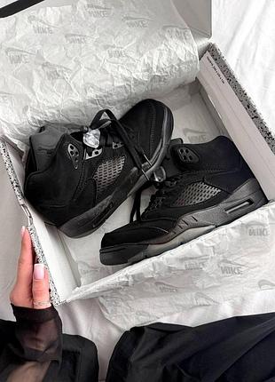 Женские кроссовки найк аир джордан ретро nike air jordan 5 retro full black 37 40