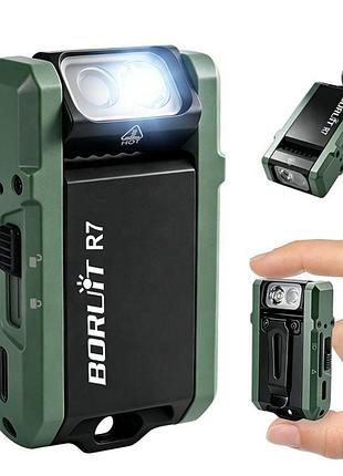 Ліхтарик boruit r7 акумуляторний usb type-c, 800 лм, rgb-підсвічування, магніт, кліпса, поворотна головка