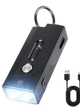 Ліхтарик boruit a1 акумуляторний usb type-c, 580 лм, з червоним і синім сигнальним світлом, брелок