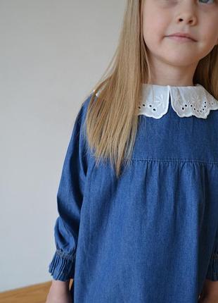 Плаття котонове zara з коміром дівчинки 2-8 років, 98-128 см.