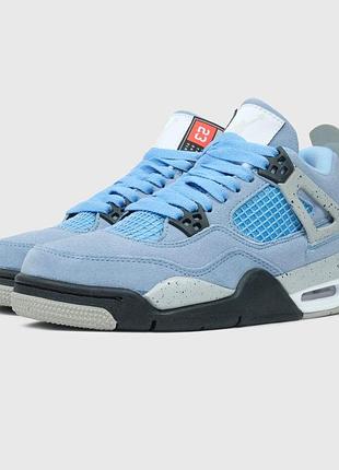 Жіночі кросівки nike air jordan retro 4 блакитні стильні замшеві для жінок