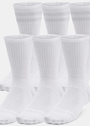 Носки under armour essential 6pk crew белый lg (1387058-100) 1387058-100