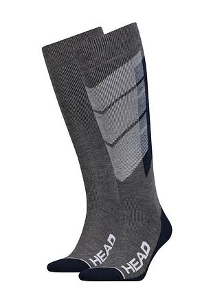 Чоловічі / жіночі шкарпетки гірськолижні хеад оригінал head unisex ski graphic kneehigh 2ppk синій, сірий уні 35-38 791005001-277