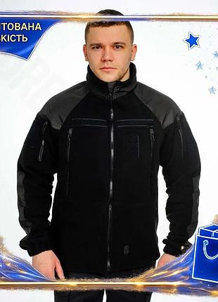 Кофта флісова ut чорна з velcro панелями для військових та тактичного використання з терморегуляцією dm-11