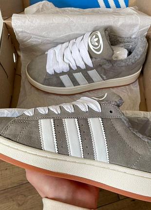 Стильные зимние кроссовки adidas campus, зимние кеды на меху для женщин