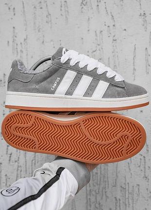 Теплі чоловічі кросівки adidas campus зимові сірого кольору, якість і стиль адики зима