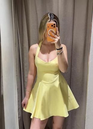 Сукня zara, стильна сукня зара, оригінальна сукня бренду зара, жовта сукня, лимонна сукня