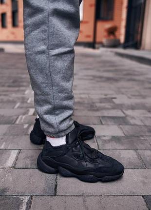 Adidas yeezy boost 500 чорні чоловічі кросівки, зимові шкіра і замша утеплені ізіки