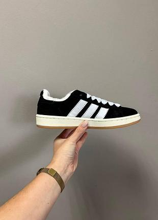 Якісні зимові жіночі кросівки adidas campus, зручні кросівки на хутрі для зими адідас