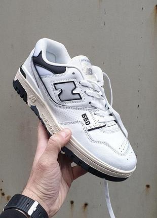 Кроссовки new balance 550 белые для мужчин удобные легкие ньюбики кожа/сетка