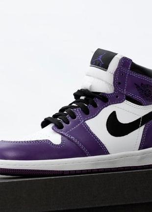 Мужские зимние кроссовки nike air jordan 1 фиолетовые, стильные зимние кроссовки найк джордан 1