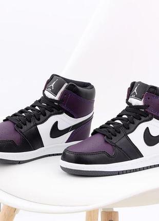 Мужские зимние кроссовки nike air jordan 1, фиолетовые кроссовки для зимы найк джордан 1