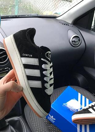 Чоловічі утеплені кросівки adidas campus чорні, модні та практичні адідас кампус для холодного сезону, адіки