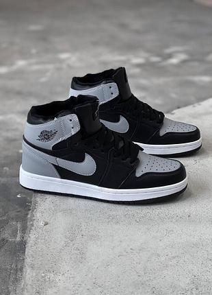 Чоловічі зимові кросівки nike air jordan сірі шкіряні на хутрі для зими найк аір джордан для чоловіків утеплені