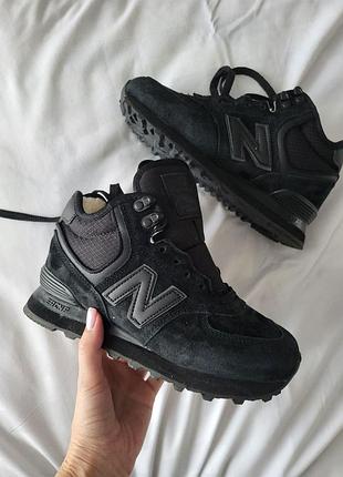 Женские теплые кроссовки new balance 574 зимние, идеальные кроссовки для холодной погоды черные