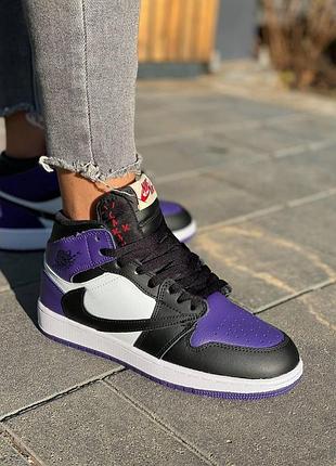 Зимние кроссовки nike air jordan 1 для женщин, качественные женские кроссовки найк фиолетовые