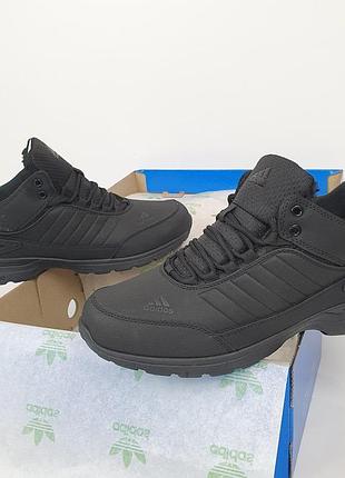 Зимові чоловічі кросівки adidas gore-tex, чорний нубук, теплі адідаси для чоловіків на зиму