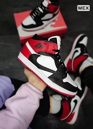 Красные зимние кроссовки nike air jordan 1 для мужчин, удобные и теплые кроссовки найк джордан 1