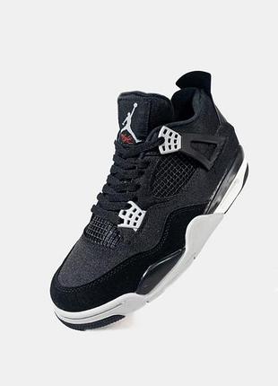 Кроссовки женские nike air jordan retro 4 черные элегантные и модные найк