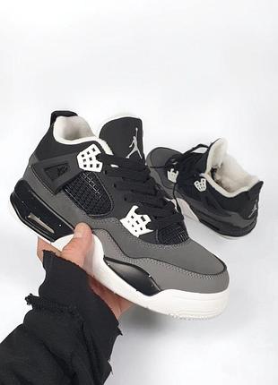 Сірі зимові жіночі кросівки nike air jordan 1, стильні кеди найк аір джордан