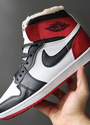 Чоловічі кросівки nike air jordan зимові шкіряні на хутрі для зими найк аір джордан для чоловіків утеплені