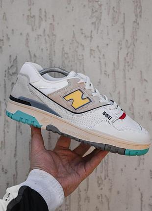 Шкіряні чоловічі кросівки new balance 550 білі для прогулянок та відпочинку нью баланс