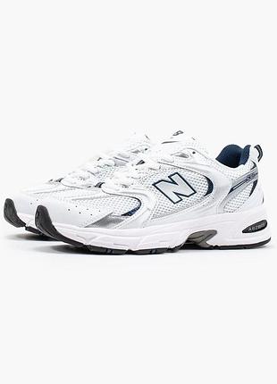 Кроси new balance 530 для чоловіків зручні легкі білі ньюбики шкіра/сітка