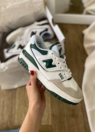 Женские кроссовки new balance 550 white green, трендовый дизайн и комфорт