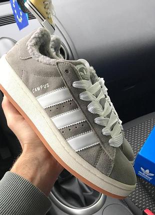 Серые зимние мужские кроссовки adidas campus, утепленные и комфортные кросы для зимнего сезона