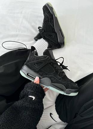 Кеди nike air jordan retro 4 чорні для чоловіків зручні шкіра найк