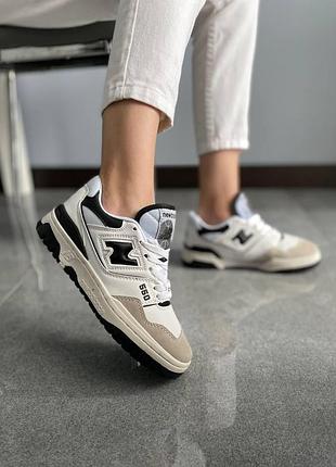 Чоловічі кросівки new balance 550 білі зручні легкі для чоловіків ньюбики шкіра/сітка