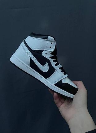 Кроссовки nike air jordan 1 черно-белые для зимы, зимние женские кеды найк аир джордан