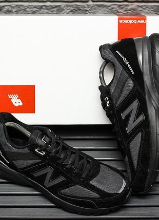 Чоловічі кросівки new balance 990 чорні зручні легкі ньюбики шкіра/сітка