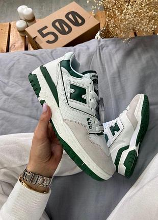 Женские кроссовки new balance 550 бело-зеленые, премиальное качество и элегантный дизайн