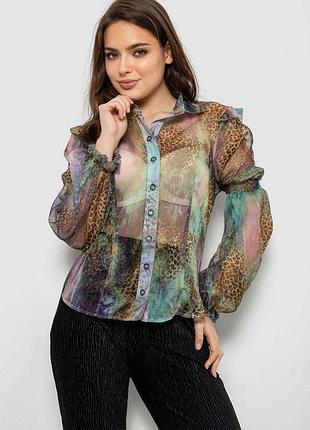 Блуза женская с принтом шифоновая, цвет разноцвет , 230r1503-1
