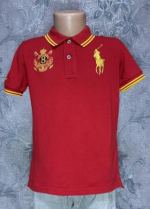 Детское поло от премиального американского бренда polo ralph lauren 5 лет 110 см рост красное стильное яркое для мальчика 100% органический хлопок