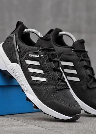 Мужские кроссовки adidas terrex swift r3 gore-tex черно белые кроссы на осень адидас терекс свифт р3 гортекс