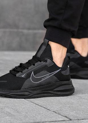 Чоловічі кросівки nike zoom чорні легкі спортивні кроси текстиль на літо найк зум брендове літнє взуття 41