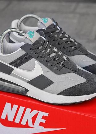 Мужские кроссовки nike air max pre day серые качественные кроссы из замши на лето весну найк аир макс при дей 42, мужской, кроссовки, пена