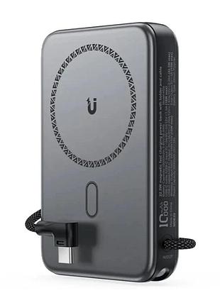Зовнішній акумулятор acefast m24-10000 22.5w magnetic fast charging power bank with holder and cable metal gray